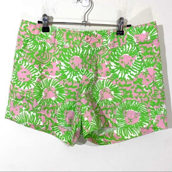 Lilly Pulitzer Callahan Shorts Sunnyside Lion Pink Green Print 5" Inseam 6 - Picture 1 of 4